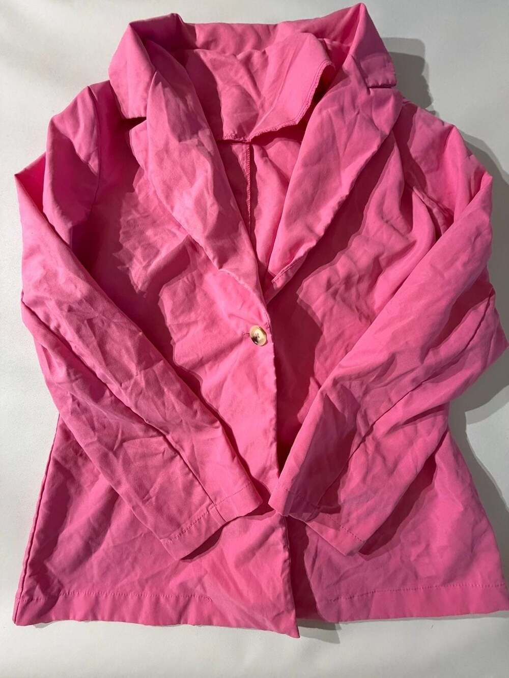 SHEIN Pink Single Button Casual Long Sleeve Blazer Jacket Womens Medium